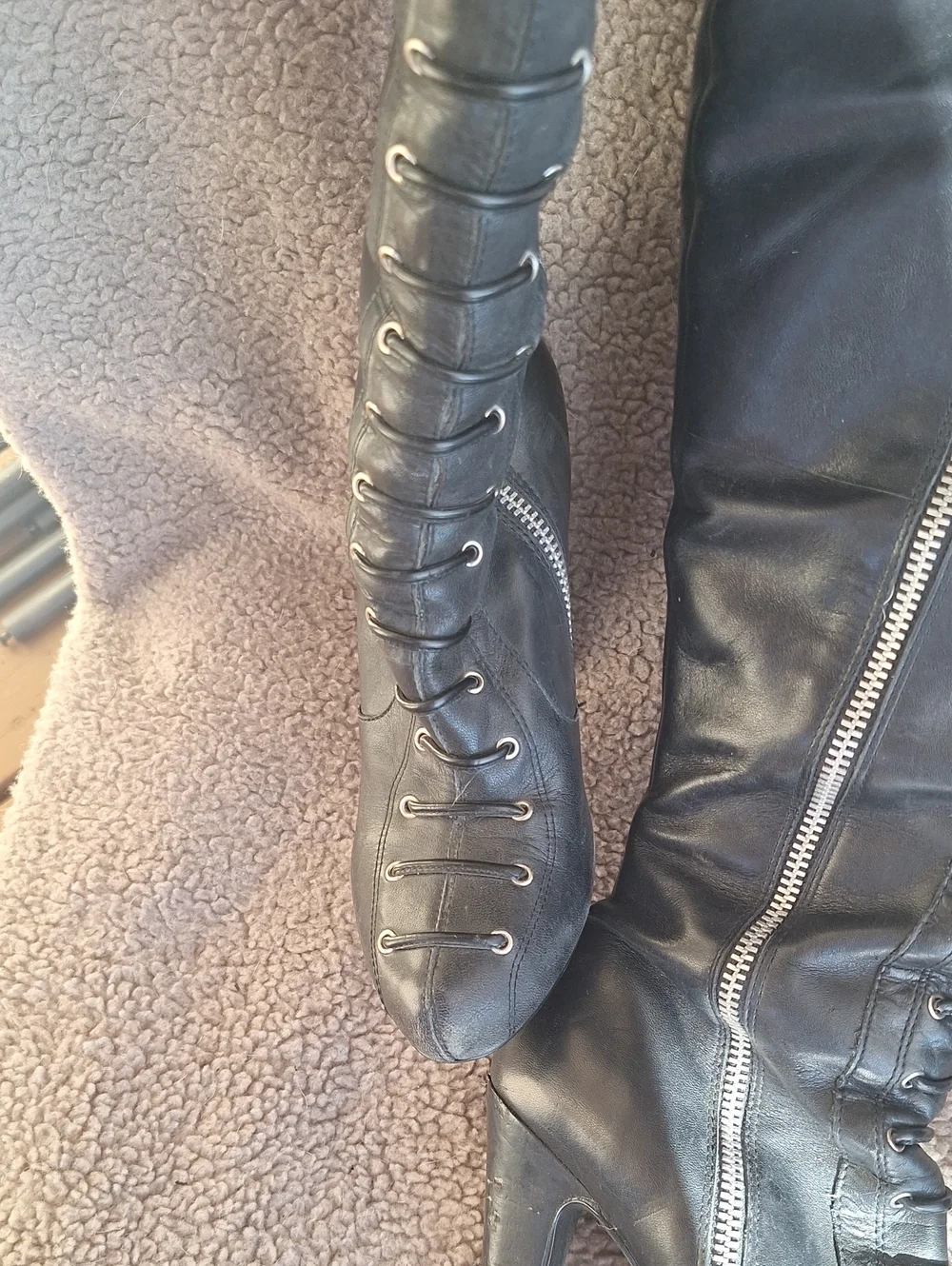 Jessica Simpson Mitton Black Over The Knee  High Heeled Boots Biker